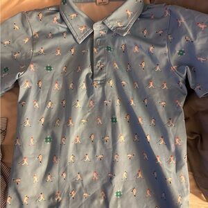 Kids Blue Polo Shirt with Playful Print